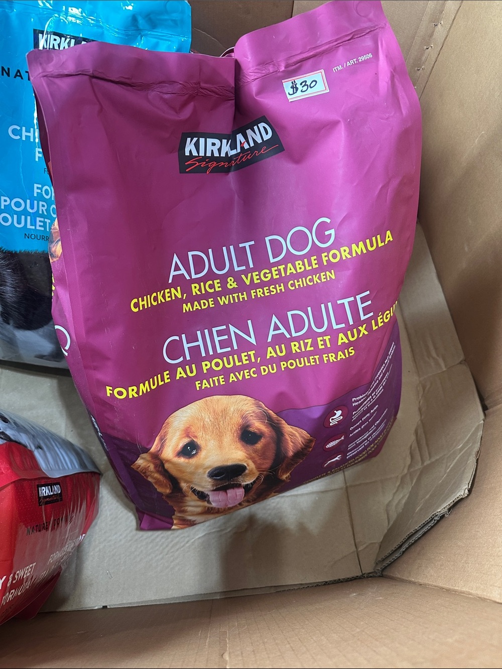 Kirkland Signature Adult Dog Food Bag - Magenta